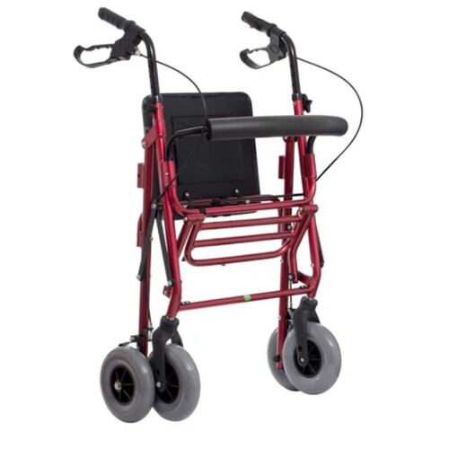 Andadera Ortopedica De Aluminio Hibrida Y Silla De Ruedas Ligera Roja