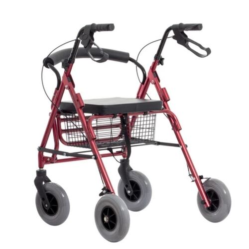 Andadera Ortopedica De Aluminio Hibrida Y Silla De Ruedas Ligera Roja