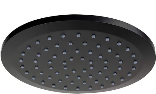 Regadera Redonda de 9" (22.8 cm) en Negro Mate, Sistema Anti-Sarro, ABS.