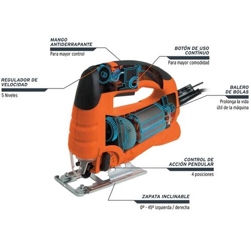 Sierra caladora, profesional,cortes por ambos lados y Regulador de velocidad  550 W CALA-A3 TRUPER 