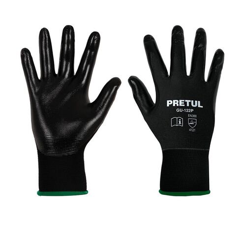 Guantes de seguridad Antiderrapantes Mecánica -Mantenimiento-Construcción fabricado de nylon , Talla Grande ,GU-123P  Pretul