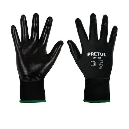 Guantes de seguridad Antiderrapantes Mecánica -Mantenimiento-Construcción fabricado de nylon , Talla Grande ,GU-123P  Pretul