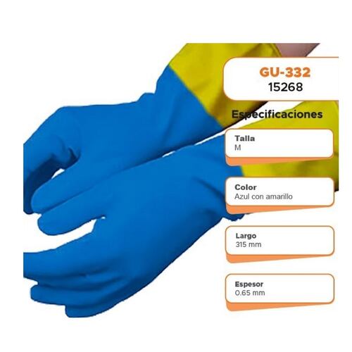 Guantes Medianos de látex reforzados Neopreno  ,Uso Domestico Limpieza casa y Manejo de Productos Químicos TRUPER 