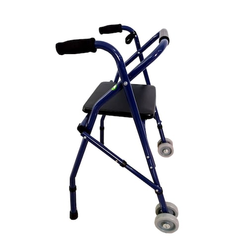 Andadera Rollator Economica De Aluminio Azul  Eko Con Asiento.
