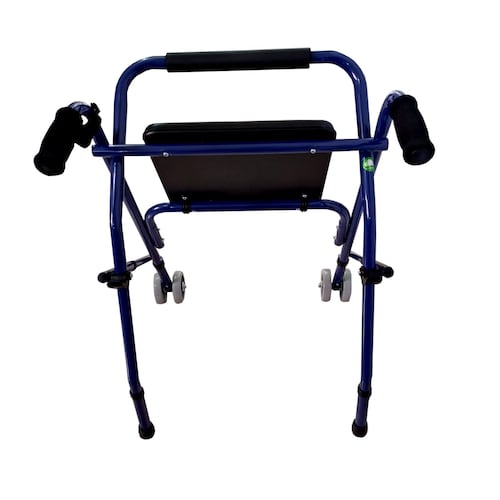 Andadera Rollator Economica De Aluminio Azul  Eko Con Asiento.