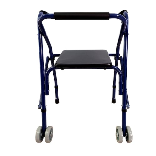 Andadera Rollator Economica De Aluminio Azul  Eko Con Asiento.