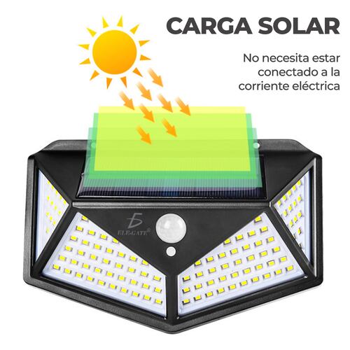 Lámpara Solar 100 Leds Sensor Movimiento Exterior