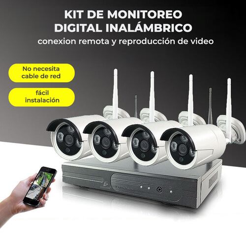 Kit De 4 Cámaras Inalámbricas Con DVR para Seguridad Exterior.