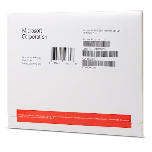 WINDOWS SERVER 2016 STANDARD MICROSOFT CAJA OEM FACTURAMOS