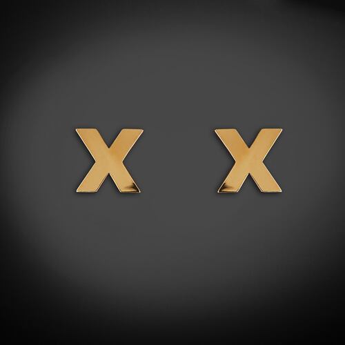 Aretes de oro 14K broquel X marca GIALLO jewelry joyería mexicana