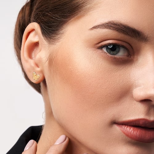 Aretes de Oro 14K broquel Mariposas con Filigrana Marca GIALLO Jewelry Joyería mexicana Oro 14K para Bebé, niñas, adultos