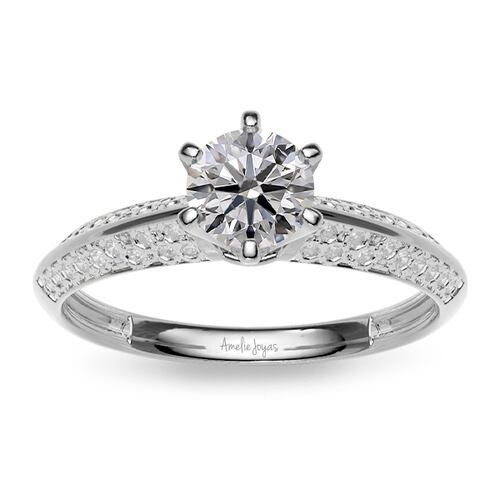 Anillo de compromiso en Oro Blanco de 14k Amelie Joyas