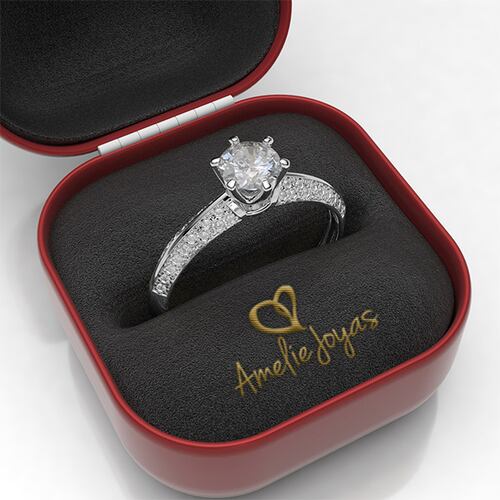 Anillo de compromiso en Oro Blanco de 14k Amelie Joyas