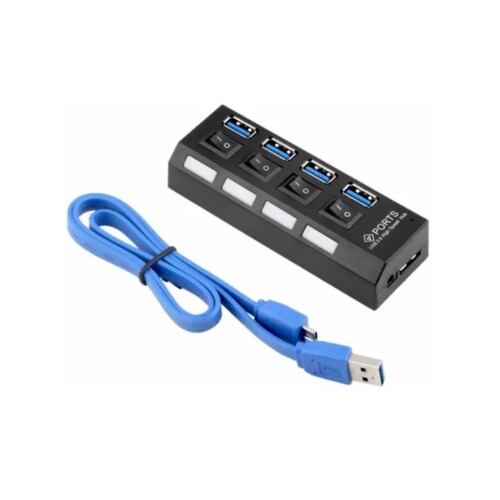 Hub Usb 3.0 Con Switch Led Laptop Pc Mac 4 Puertos