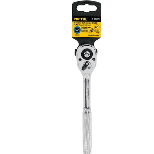 Matraca liberación rápida, cabeza pera, cuadro 3/8", herramienta M-3852PB Pretul