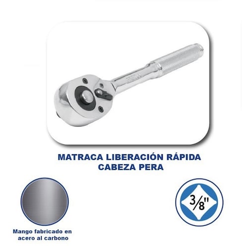Matraca liberación rápida, cabeza pera, cuadro 3/8", herramienta M-3852PB Pretul