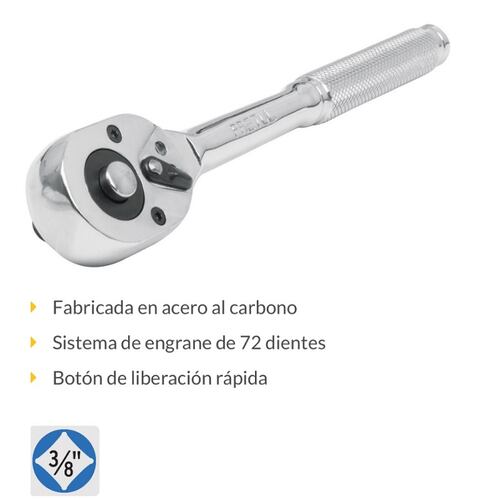 Matraca liberación rápida, cabeza pera, cuadro 3/8", herramienta M-3852PB Pretul