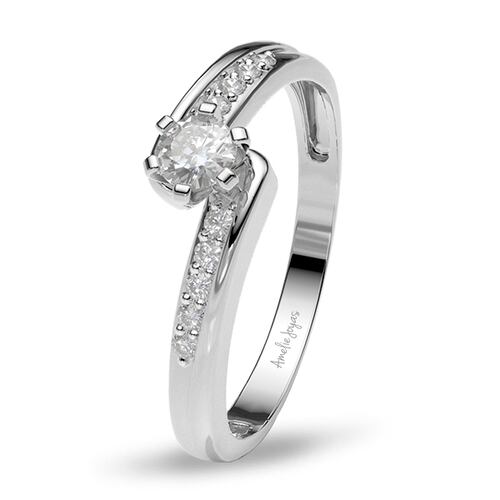 Anillo de Compromiso con 20 puntos Diamante Natural Certificado Oro 14K Amelie Joyas