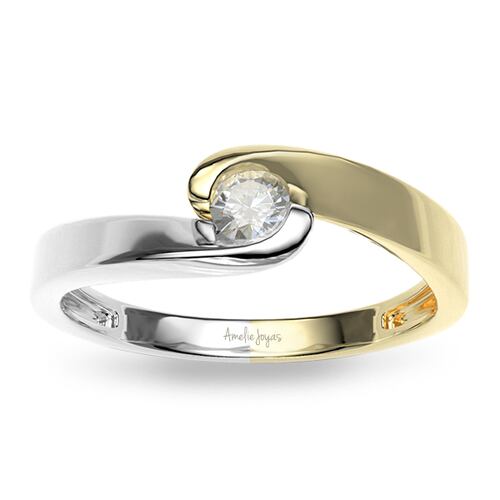 Anillo de Compromiso con 10 puntos Diamante Natural Certificado Oro 14K Amelie Joyas