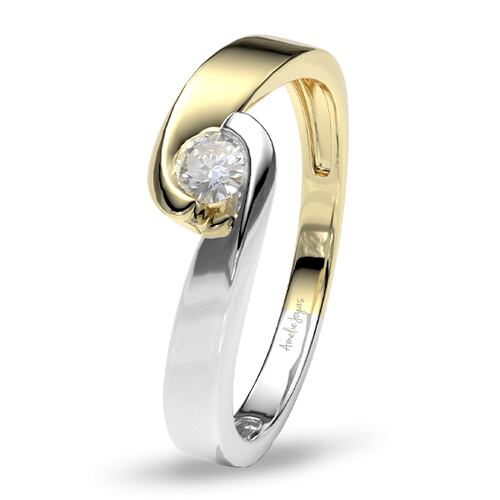 Anillo de Compromiso con 10 puntos Diamante Natural Certificado Oro 14K Amelie Joyas