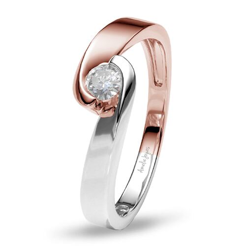 Anillo de Compromiso con 10 puntos Diamante Natural Certificado Oro 14K Amelie Joyas