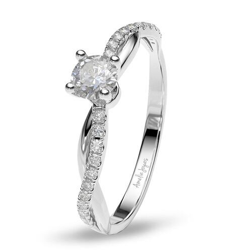 Anillo de Compromiso con 37 puntos Diamante Natural Certificado Oro 14K Amelie Joyas