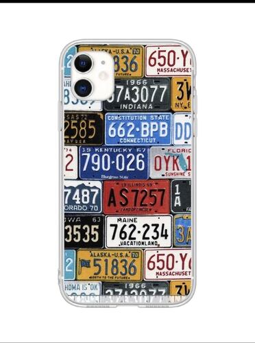 CARCASA CASE FUNDA PARA IPHONE PRO MAX DISEÑO DE PLACAS DE AUTOS MULTICOLOR.