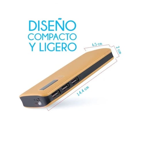Powerbank Bateria De Carga Extra 22000mah 3usb Con Linterna Café.
