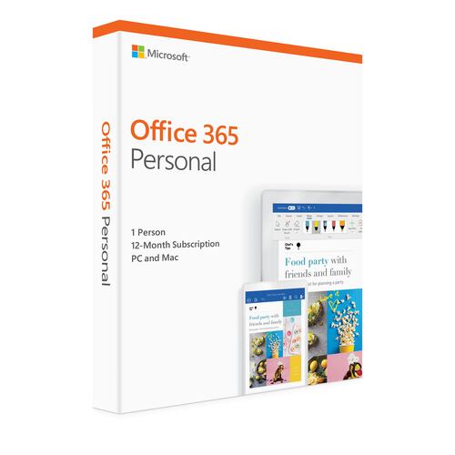 MICROSOFT OFFICE 365 PERSONAL 1 USUARIO 1 AÑO PARA WINDOWS Y MAC, EN ESPAÑOL