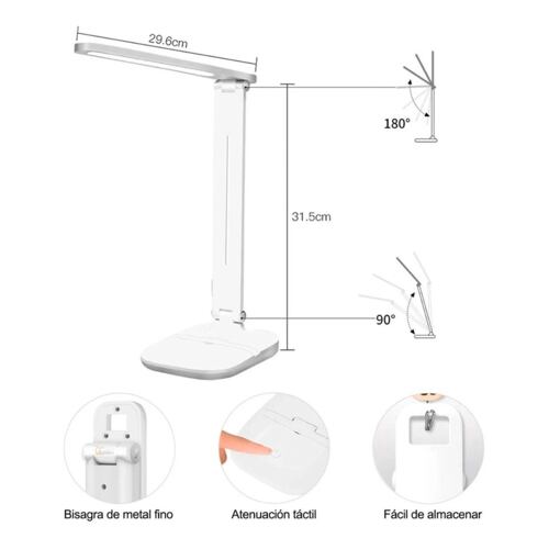 Lámpara Led De Lectura Para Escritorio, Recargable Usb con soporte para celular