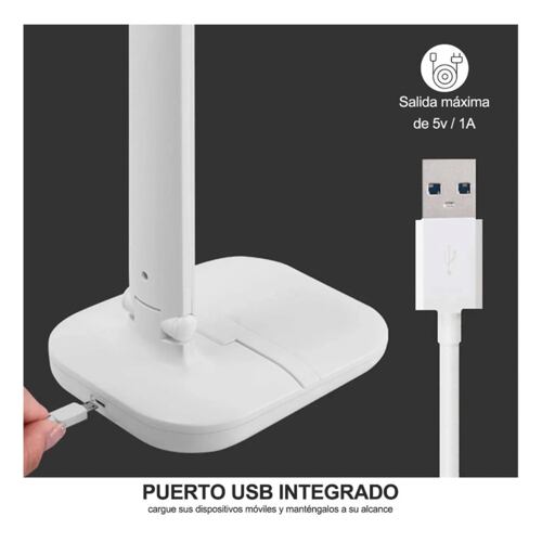 Lámpara Led De Lectura Para Escritorio, Recargable Usb con soporte para celular