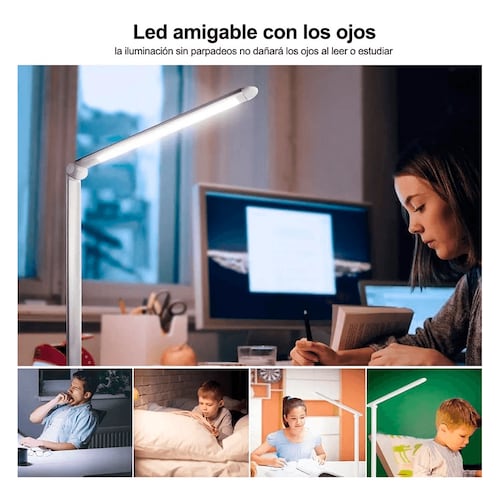 Lámpara Led De Lectura Para Escritorio, Recargable Usb con soporte para celular