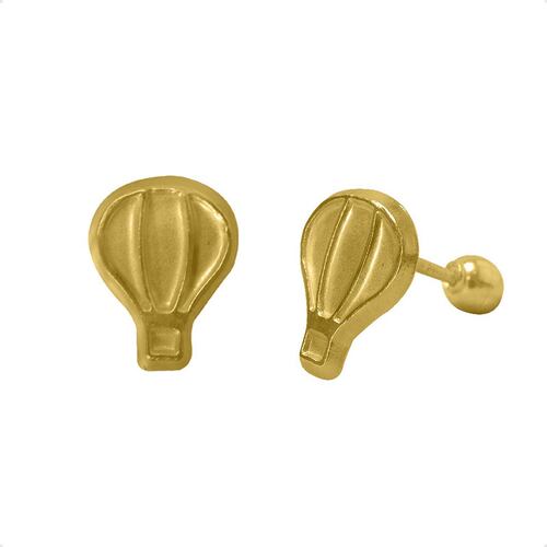 Aretes | Broqueles Globo Aerostático VAROURO Oro 10k Piercing | Niña.