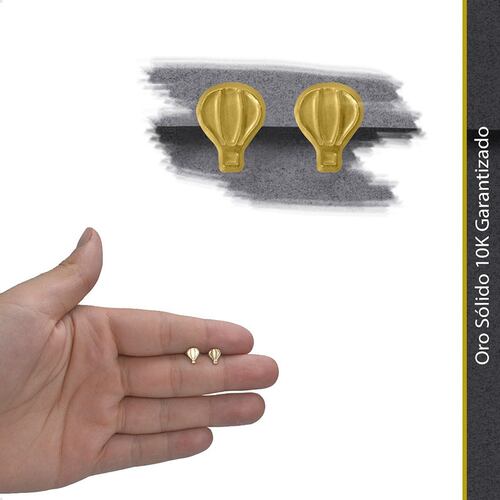 Aretes | Broqueles Globo Aerostático VAROURO Oro 10k Piercing | Niña.