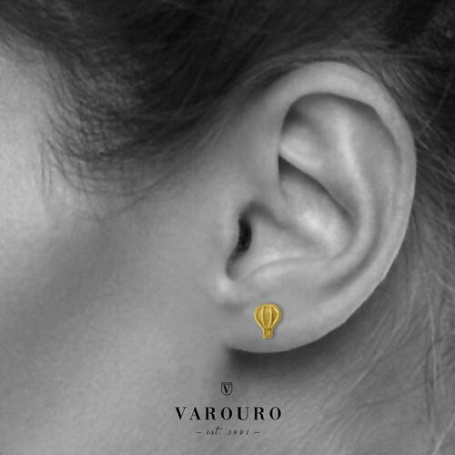 Aretes | Broqueles Globo Aerostático VAROURO Oro 10k Piercing | Niña.
