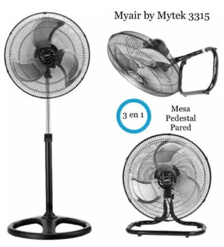 VENTILADOR 18" PEDESTAL 3 POSICIONES EN 1, 110V 120W MARCA MYAIR/MYTEK 3315.