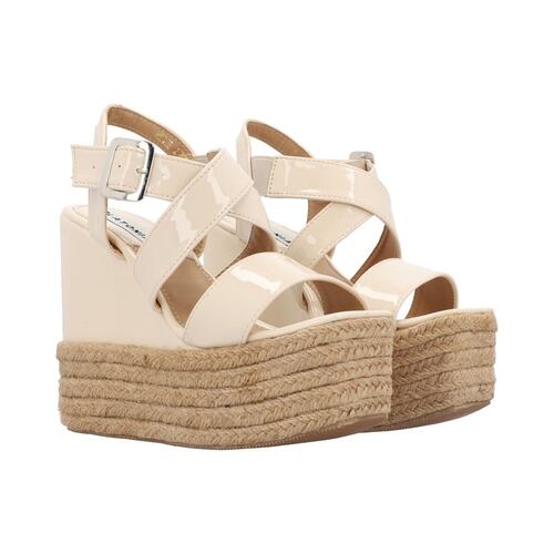 Sandalia de Plataforma Color Charol Nude Con Hebilla Ajustable
