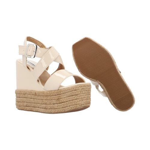 Sandalia de Plataforma Color Charol Nude Con Hebilla Ajustable