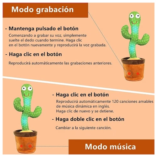 Juguete De Peluches De Cactus Bailando Cantando Bailador 