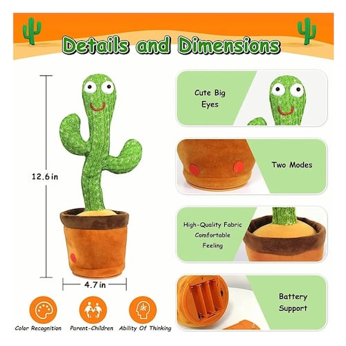 Juguete De Peluches De Cactus Bailando Cantando Bailador 