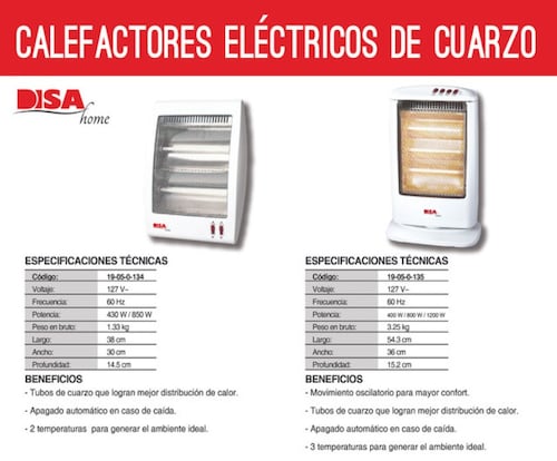 Calefactor Eléctrico de Cuarzo DISA HOME 3 Niveles TAN-99Q