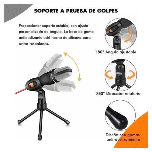 Micrófono Condensador Tripie Antipop Con Divisor De Audio .