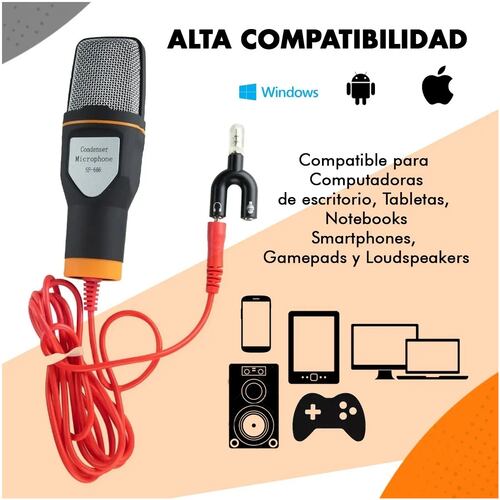 Micrófono Condensador Tripie Antipop Con Divisor De Audio .