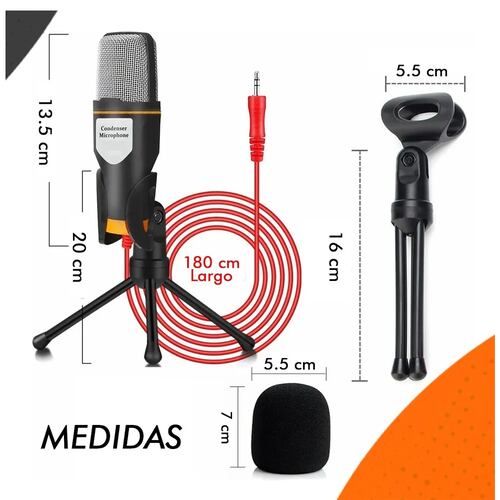 Micrófono Condensador Tripie Antipop Con Divisor De Audio .
