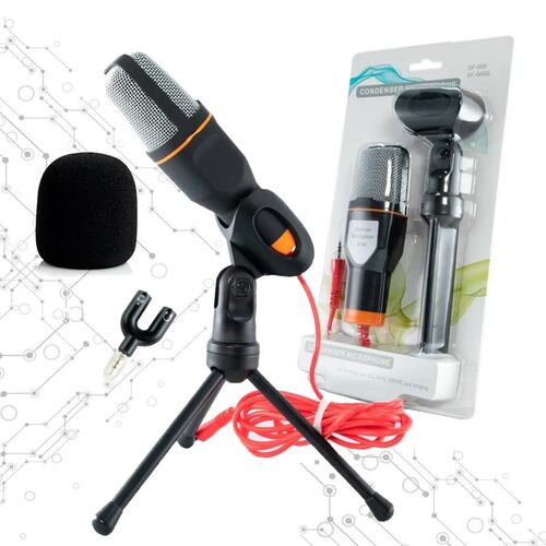 Micrófono Condensador Tripie Antipop Con Divisor De Audio .