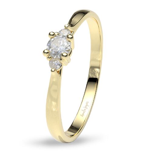 Anillo de Compromiso con 13 puntos Diamante Natural Certificado Oro 14K Amelie Joyas