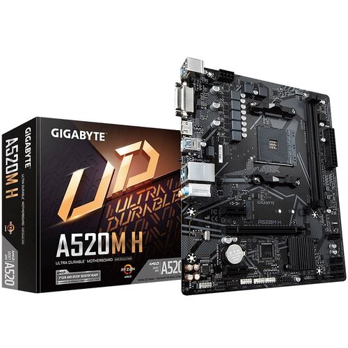 Tarjeta Madre GIGABYTE A520M H 2xDDR4 PCI-E USB3 Socket AM4.