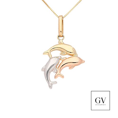 Collar de Delfines Oro Florentino14K para dama