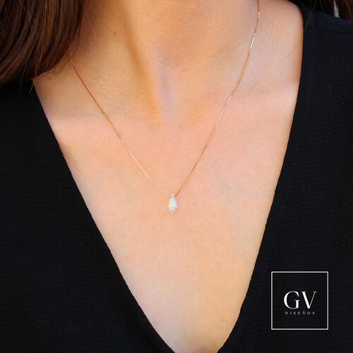 Collar Gota de Swarovski Oro Amarillo 14 kilates