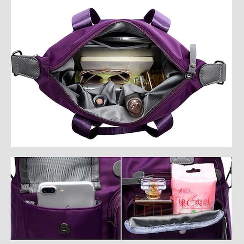 Bolsa Mujer Impermeable Viaje Nylon Tote Crossbody Bandolera Viajera.
